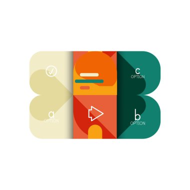 Infographics seçeneği ve adım adım içinde yuvarlak kareler, grafik, grafik, diyagram seçenekleri, parçalar, süreçleri ile unsuru