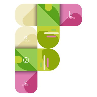 Infographics seçeneği ve adım adım içinde yuvarlak kareler, grafik, grafik, diyagram seçenekleri, parçalar, süreçleri ile unsuru