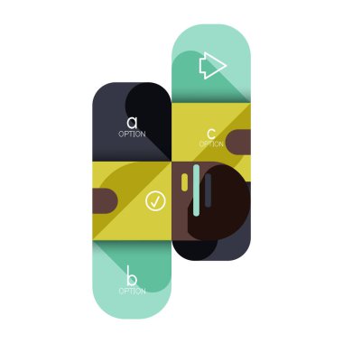 Infographics seçeneği ve adım adım içinde yuvarlak kareler, grafik, grafik, diyagram seçenekleri, parçalar, süreçleri ile unsuru