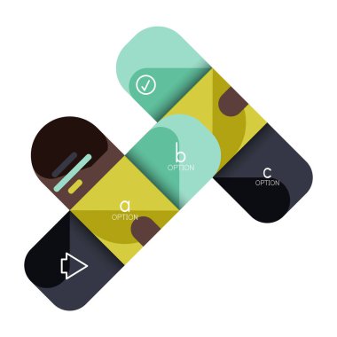 Infographics seçeneği ve adım adım içinde yuvarlak kareler, grafik, grafik, diyagram seçenekleri, parçalar, süreçleri ile unsuru