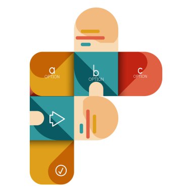 Infographics seçeneği ve adım adım içinde yuvarlak kareler, grafik, grafik, diyagram seçenekleri, parçalar, süreçleri ile unsuru