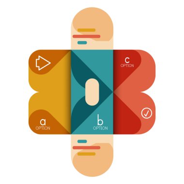 Infographics seçeneği ve adım adım içinde yuvarlak kareler, grafik, grafik, diyagram seçenekleri, parçalar, süreçleri ile unsuru