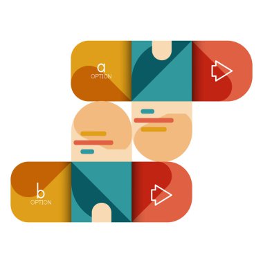 Infographics seçeneği ve adım adım içinde yuvarlak kareler, grafik, grafik, diyagram seçenekleri, parçalar, süreçleri ile unsuru