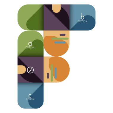 Infographics seçeneği ve adım adım içinde yuvarlak kareler, grafik, grafik, diyagram seçenekleri, parçalar, süreçleri ile unsuru