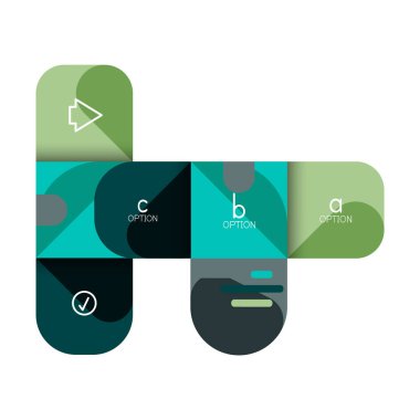 Infographics seçeneği ve adım adım içinde yuvarlak kareler, grafik, grafik, diyagram seçenekleri, parçalar, süreçleri ile unsuru