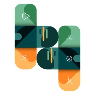 Infographics seçeneği ve adım adım içinde yuvarlak kareler, grafik, grafik, diyagram seçenekleri, parçalar, süreçleri ile unsuru