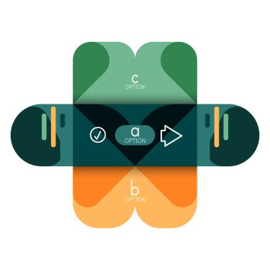 Infographics seçeneği ve adım adım içinde yuvarlak kareler, grafik, grafik, diyagram seçenekleri, parçalar, süreçleri ile unsuru