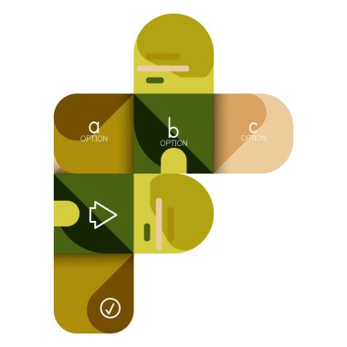 Infographics seçeneği ve adım adım içinde yuvarlak kareler, grafik, grafik, diyagram seçenekleri, parçalar, süreçleri ile unsuru