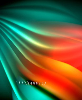 Neon holografik sıvı renkli dalga web, duvar kağıdı, desen, doku ve arka plan için