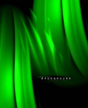 Neon parlayan dalga, sihirli enerji ve ışık arka plan. Vektör duvar kağıdı şablonu