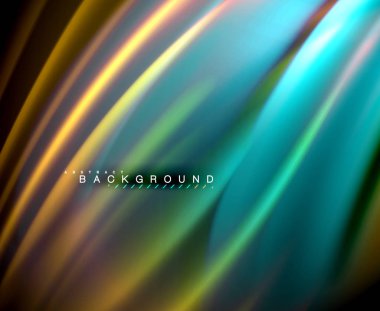 Neon parlayan dalga, sihirli enerji ve ışık arka plan. Vektör duvar kağıdı şablonu