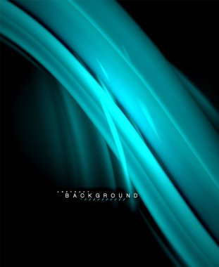 Neon parlayan dalga, sihirli enerji ve ışık arka plan. Vektör duvar kağıdı şablonu, illüstrasyon