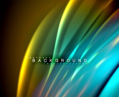 Neon parlayan dalga, sihirli enerji ve ışık arka plan. Vektör duvar kağıdı şablonu