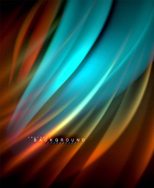 Neon parlayan dalga, sihirli enerji ve ışık arka plan. Vektör duvar kağıdı şablonu