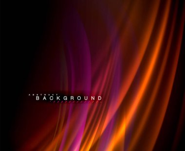 Neon parlayan dalga, sihirli enerji ve ışık arka plan. Vektör duvar kağıdı şablonu