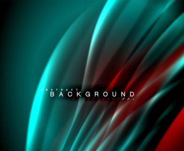 Neon parlayan dalga, sihirli enerji ve ışık arka plan. Vektör duvar kağıdı şablonu