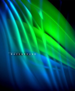 Neon parlayan dalga, sihirli enerji ve ışık arka plan. Vektör duvar kağıdı şablonu