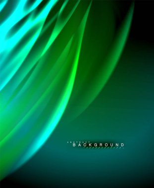 Neon parlayan dalga, sihirli enerji ve ışık arka plan. Vektör duvar kağıdı şablonu