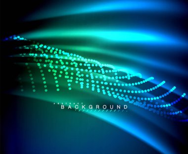 Neon parlayan techno hatları, yüksek teknoloji fütüristik arka plan şablonu kare şekilleri ile