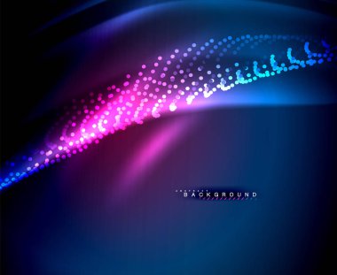 Neon parlayan techno hatları, yüksek teknoloji fütüristik arka plan şablonu kare şekilleri ile