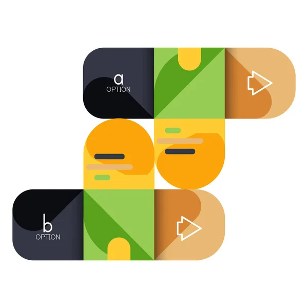 Opção de infográficos e passo a passo em quadrados arredondados, elemento de gráfico, gráfico, diagrama com opções, peças, processos — Vetor de Stock