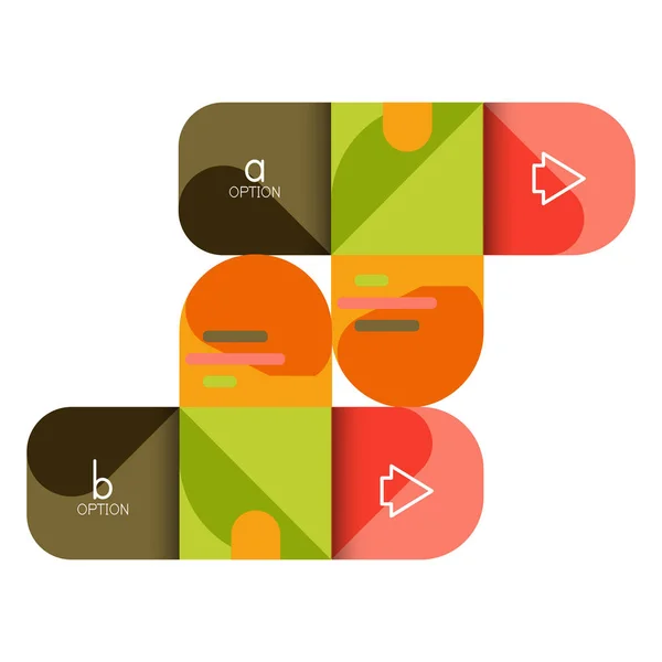 Infografías opción y paso a paso en cuadrados redondeados, elemento de gráfico, gráfico, diagrama con opciones, piezas, procesos — Archivo Imágenes Vectoriales