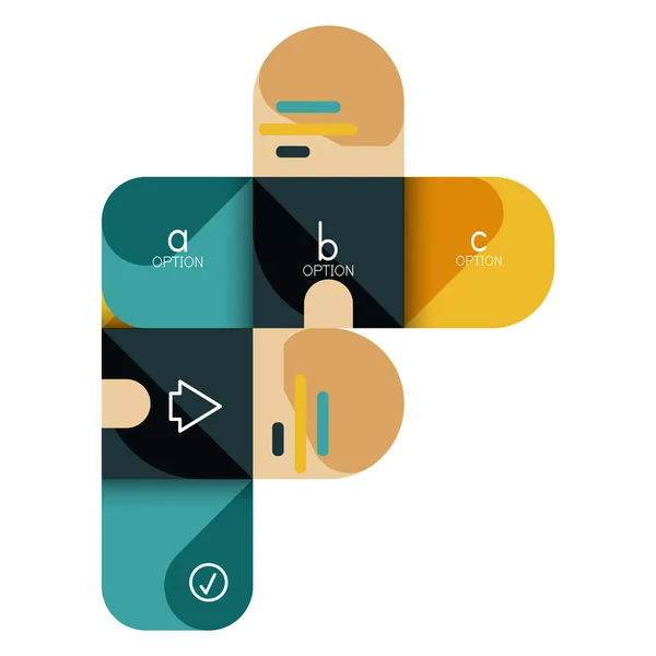 Infografik Option und Schritt für Schritt in abgerundeten Quadraten, Element von Diagramm, Diagramm, Diagramm mit Optionen, Teilen, Prozessen — Stockvektor