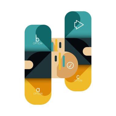 Infographics seçeneği ve adım adım içinde yuvarlak kareler, grafik, grafik, diyagram seçenekleri, parçalar, süreçleri ile unsuru