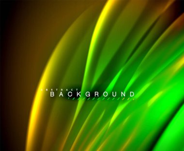 Neon parlayan dalga, sihirli enerji ve ışık arka plan. Vektör duvar kağıdı şablonu