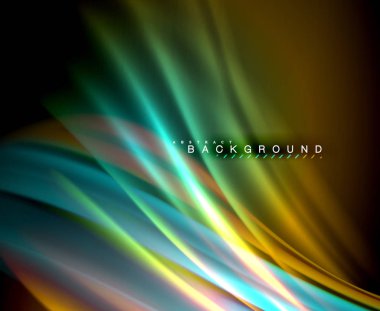 Neon parlayan dalga, sihirli enerji ve ışık arka plan. Vektör duvar kağıdı şablonu