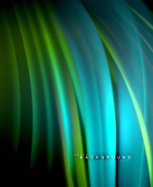 Neon parlayan dalga, sihirli enerji ve ışık arka plan. Vektör duvar kağıdı şablonu