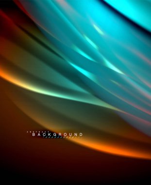 Neon parlayan dalga, sihirli enerji ve ışık arka plan. Vektör duvar kağıdı şablonu