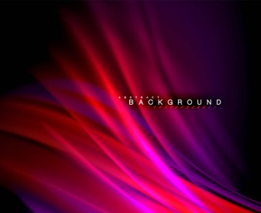 Neon parlayan dalga, sihirli enerji ve ışık arka plan. Vektör duvar kağıdı şablonu