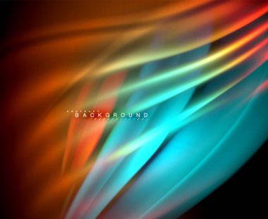 Neon parlayan dalga, sihirli enerji ve ışık arka plan. Vektör duvar kağıdı şablonu