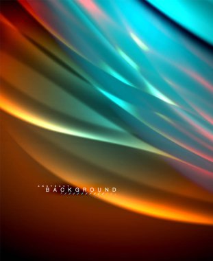 Neon parlayan dalga, sihirli enerji ve ışık arka plan. Vektör duvar kağıdı şablonu