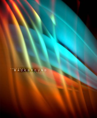 Neon parlayan dalga, sihirli enerji ve ışık arka plan. Vektör duvar kağıdı şablonu