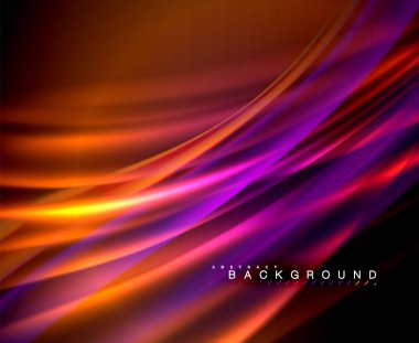 Neon parlayan dalga, sihirli enerji ve ışık arka plan. Vektör duvar kağıdı şablonu