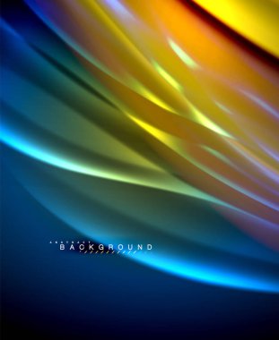 Neon parlayan dalga, sihirli enerji ve ışık arka plan. Vektör duvar kağıdı şablonu