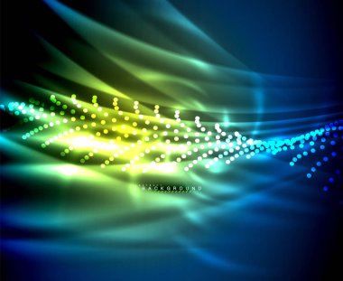 Neon parlayan techno hatları, yüksek teknoloji fütüristik arka plan şablonu kare şekilleri ile