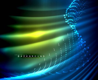 Neon parlayan techno hatları, yüksek teknoloji fütüristik arka plan şablonu kare şekilleri ile