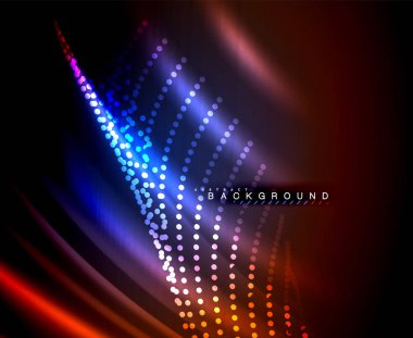 Neon parlayan techno hatları, yüksek teknoloji fütüristik arka plan şablonu kare şekilleri ile