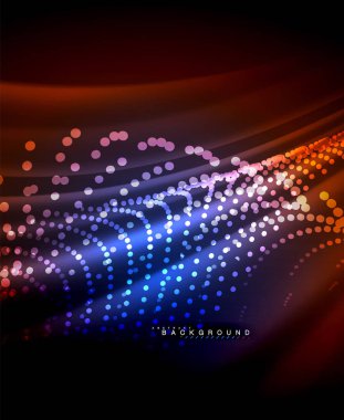 Neon parlayan techno hatları, yüksek teknoloji fütüristik arka plan şablonu kare şekilleri ile