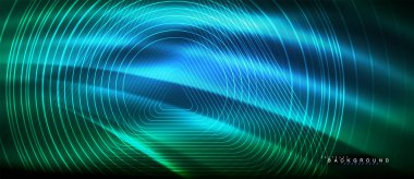 Neon parlayan çizgiler, sihirli enerji uzay ışığı konsepti, soyut arka plan duvar kağıdı tasarımı