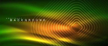 Neon parlayan çizgiler, sihirli enerji uzay ışığı konsepti, soyut arka plan duvar kağıdı tasarımı