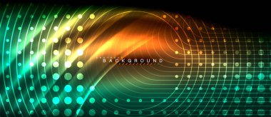 Neon parlayan çizgiler, sihirli enerji uzay ışığı konsepti, soyut arka plan duvar kağıdı tasarımı