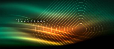 Neon parlayan çizgiler, sihirli enerji uzay ışığı konsepti, soyut arka plan duvar kağıdı tasarımı