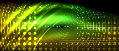 Neon parlayan çizgiler, sihirli enerji uzay ışığı konsepti, soyut arka plan duvar kağıdı tasarımı