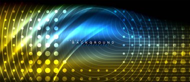 Neon parlayan çizgiler, sihirli enerji uzay ışığı konsepti, soyut arka plan duvar kağıdı tasarımı