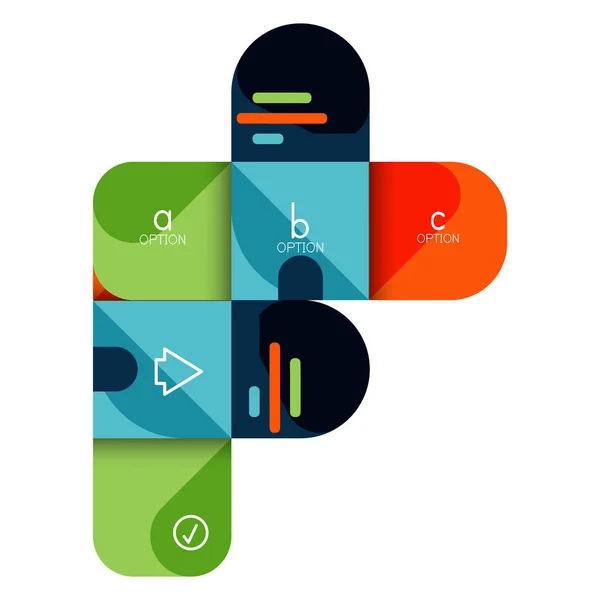 Opzione infografica e passo dopo passo in quadrati arrotondati, elemento del grafico, grafico, diagramma con opzioni, parti, processi — Vettoriale Stock