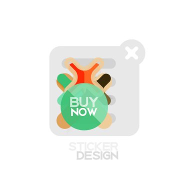 Düz tasarım çapraz şekil geometrik etiket simge, kağıt tarzı tasarım şimdi satın almak ile iş veya web sunumu, app veya arayüzü düğmeleri, internet web sitesi mağaza afiş ve etiketleri için örnek metin